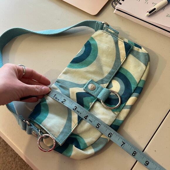 Kipling Blue Mod Swirl Print Slim Canvas Shoulder Bag - Picture 11 of 13